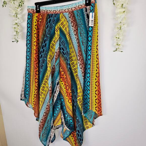 NWT New Directions Size XL Amber Ferry Boho Tribal Handkerchief Skirt Gypsy Boho - Picture 6 of 12